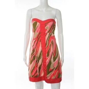 NWT BRITT RYAN Multicolored Silk Abstract Print Strapless Shift Dress Sz 6 $282